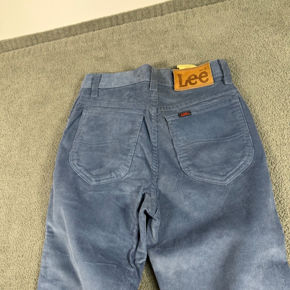 Vintage Lee Rider Straight Leg Corduroy Pants Blue Trim Fit 27x34 High Rise